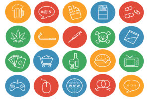 Bad habits color linear icons set