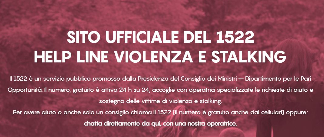 Giornata per l’eliminazione della violenza sulle donne: il 1522 è attivo h24