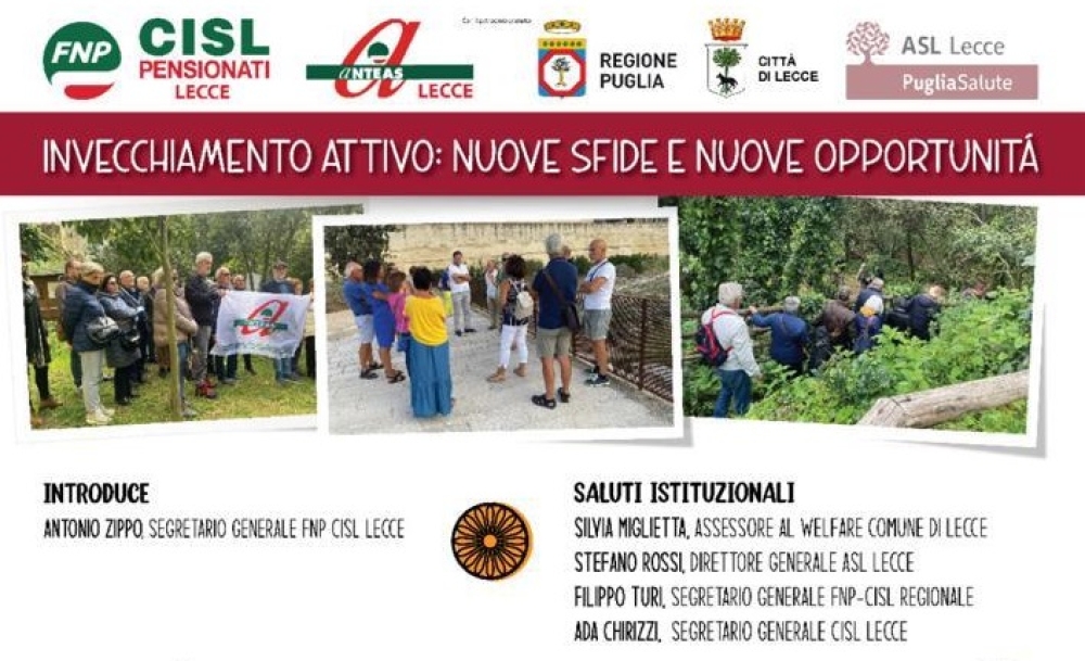 “Invecchiamento attivo: nuove sfide e nuove opportunità”: il convegno in programma a Lecce