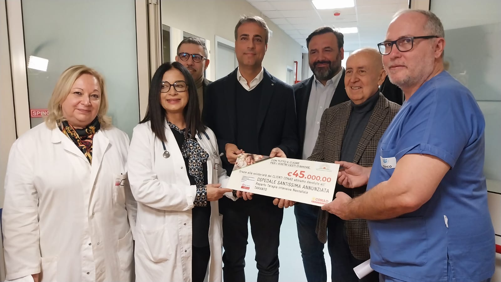 Conad Adriatica dona 45mila euro per l’Unità di Terapia Intensiva Neonatale di Taranto