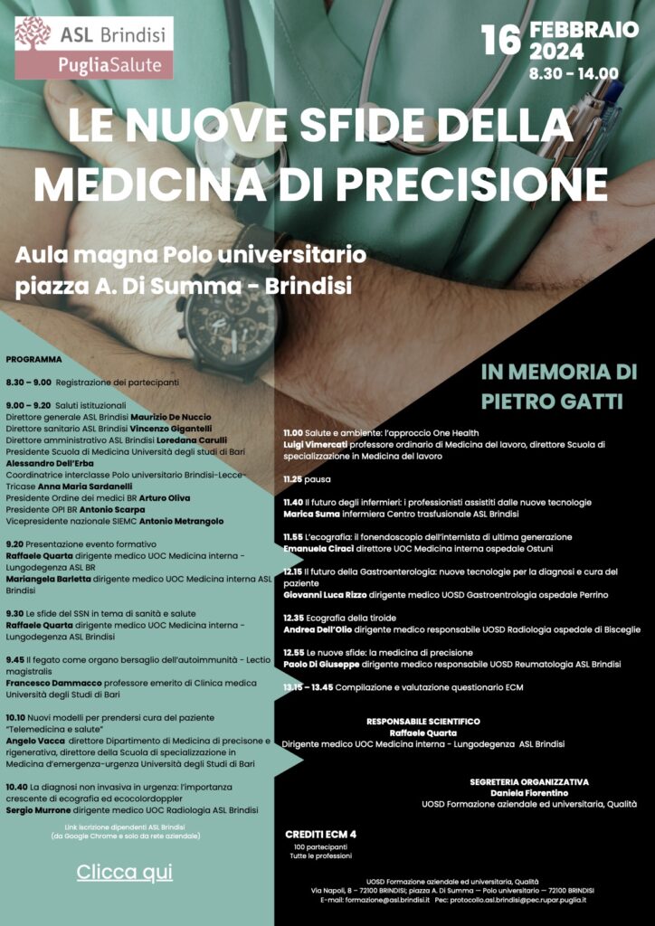 Le nuove sfide della medicina di precisione, un evento formativo in memoria del dottor Pietro Gatti
