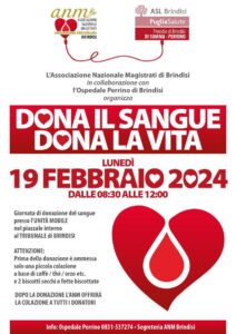 Locandina raccolta sangue tribunale 19 febbraio