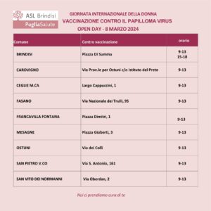 Open day vaccinazione HPV 8 marzo 20241