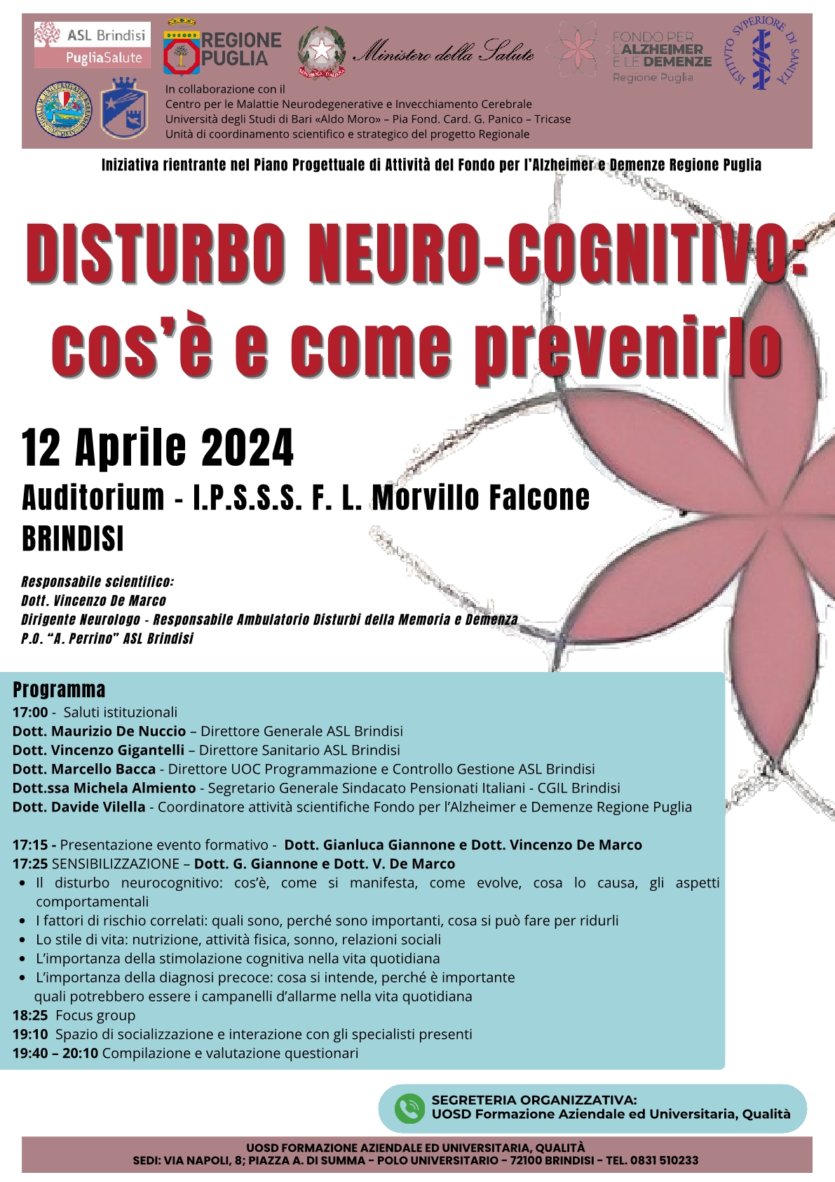 Demenze, evento di sensibilizzazione al Morvillo Falcone