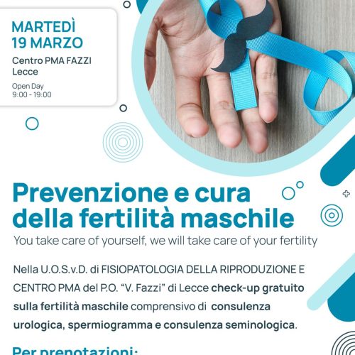 Giornata della salute maschile: Check-up gratuito sulla fertilità al Centro PMA del Vito Fazzi di Lecce